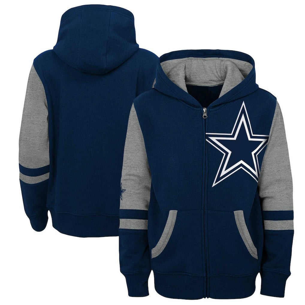 Dallas Cowboys Youth Colorblock Full-Zip Hoodie - Navy Hoodies