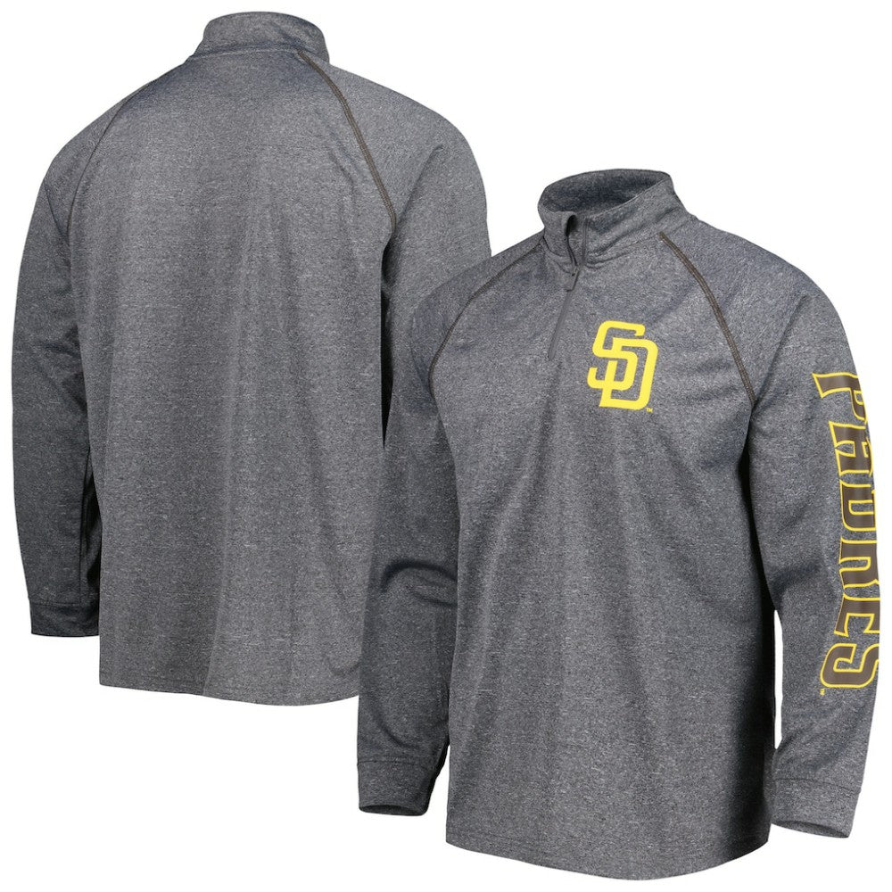 San Diego Padres Stitches Wordmark Raglan Quarter-Zip Top - Heather Gray Tops