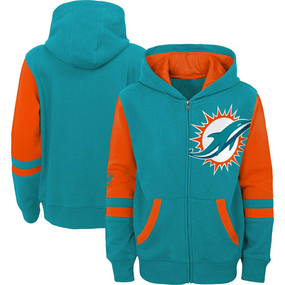 Miami Dolphins Preschool Stadium Color Block Full-Zip Hoodie - Aqua Hoodies