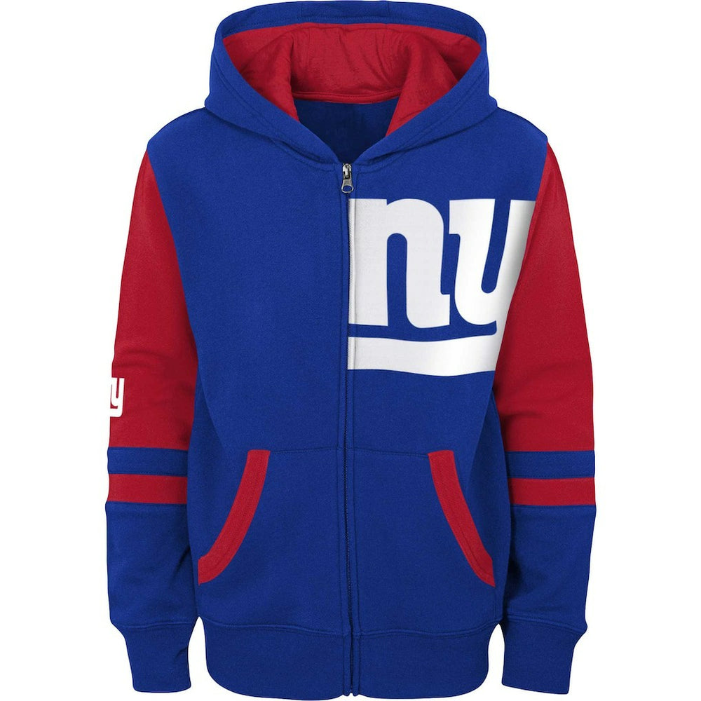 New York Giants Preschool Stadium Color Block Full-Zip Hoodie - Royal Hoodies
