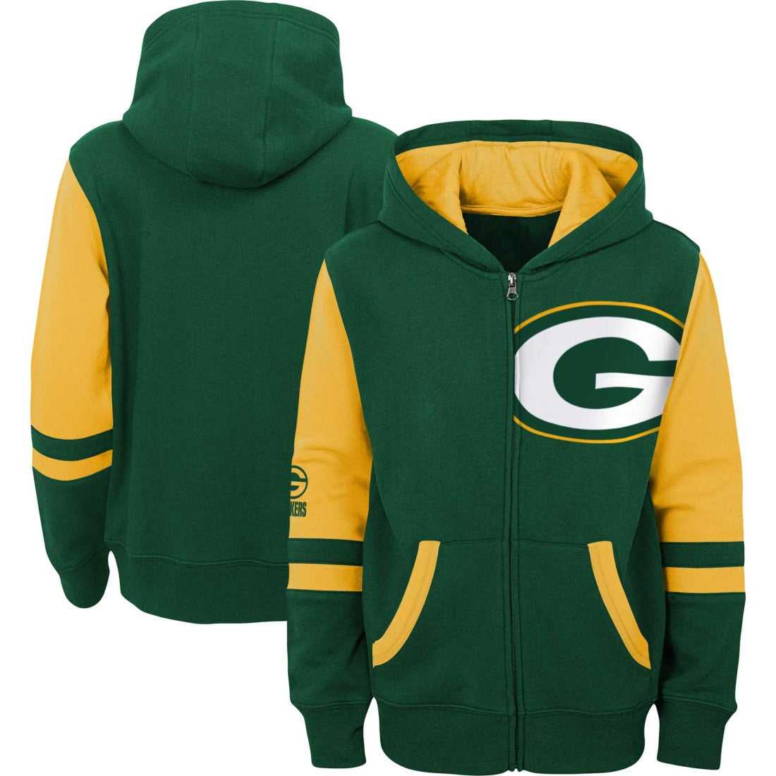 Green Bay Packers Preschool Stadium Color Block Full-Zip Hoodie - Green Hoodies