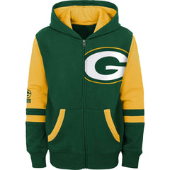 Green Bay Packers Preschool Stadium Color Block Full-Zip Hoodie - Green Hoodies