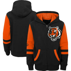 Cincinnati Bengals Youth Colorblock Full-Zip Hoodie - Black Hoodies