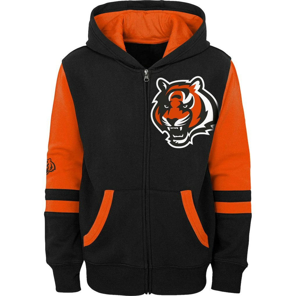 Cincinnati Bengals Youth Colorblock Full-Zip Hoodie - Black Hoodies