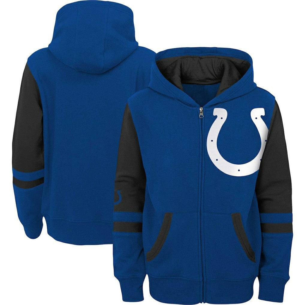Indianapolis Colts Youth Colorblock Full-Zip Hoodie - Royal Hoodies