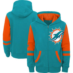 Miami Dolphins Youth Colorblock Full-Zip Hoodie - Aqua Hoodies