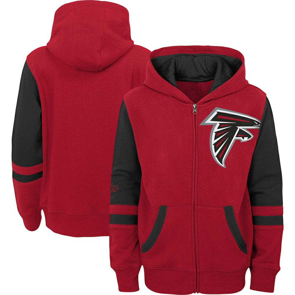 Atlanta Falcons Youth Colorblock Full-Zip Hoodie - Red Hoodies