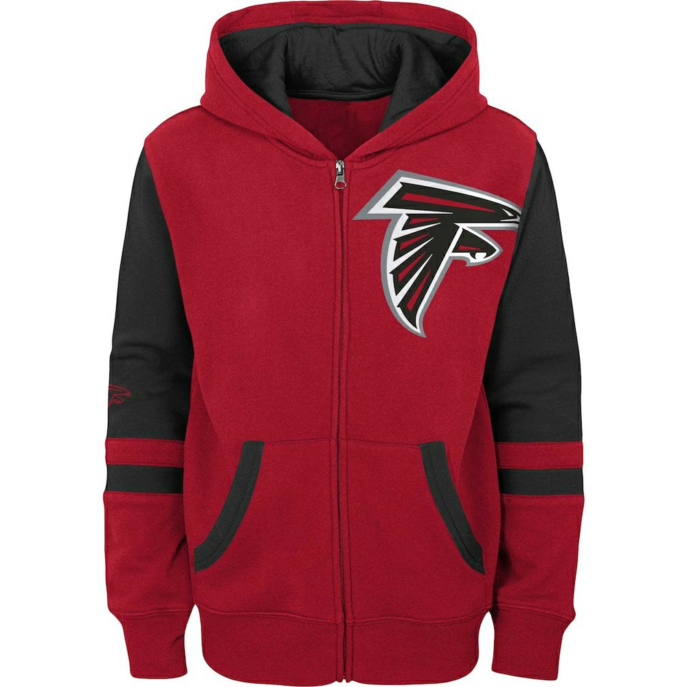 Atlanta Falcons Youth Colorblock Full-Zip Hoodie - Red Hoodies