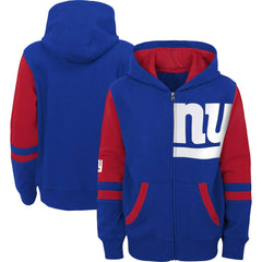 New York Giants Youth Colorblock Full-Zip Hoodie - Royal Hoodies