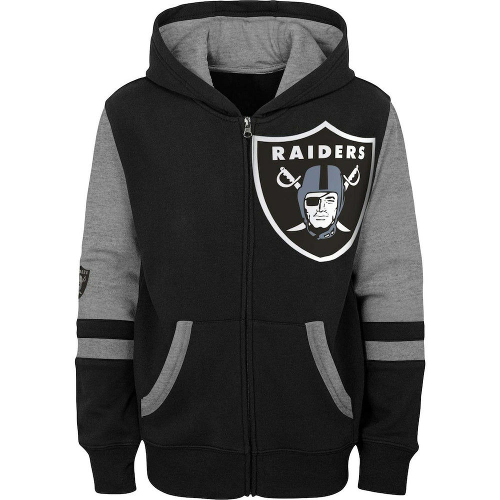 Las Vegas Raiders Youth Colorblock Full-Zip Hoodie - Black Hoodies