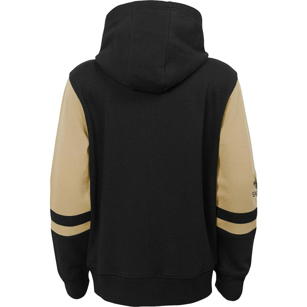 New Orleans Saints Youth Colorblock Full-Zip Hoodie - Black Hoodies