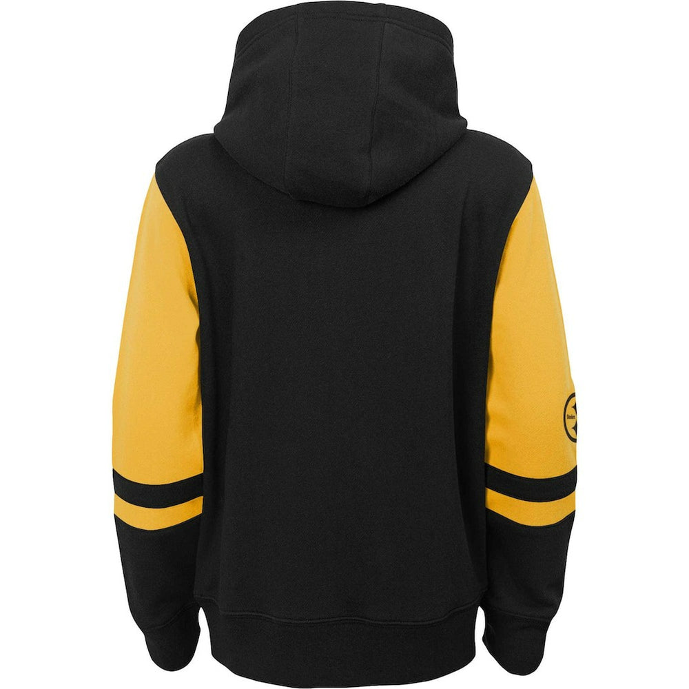 Pittsburgh Steelers Youth Colorblock Full-Zip Hoodie - Black Hoodies