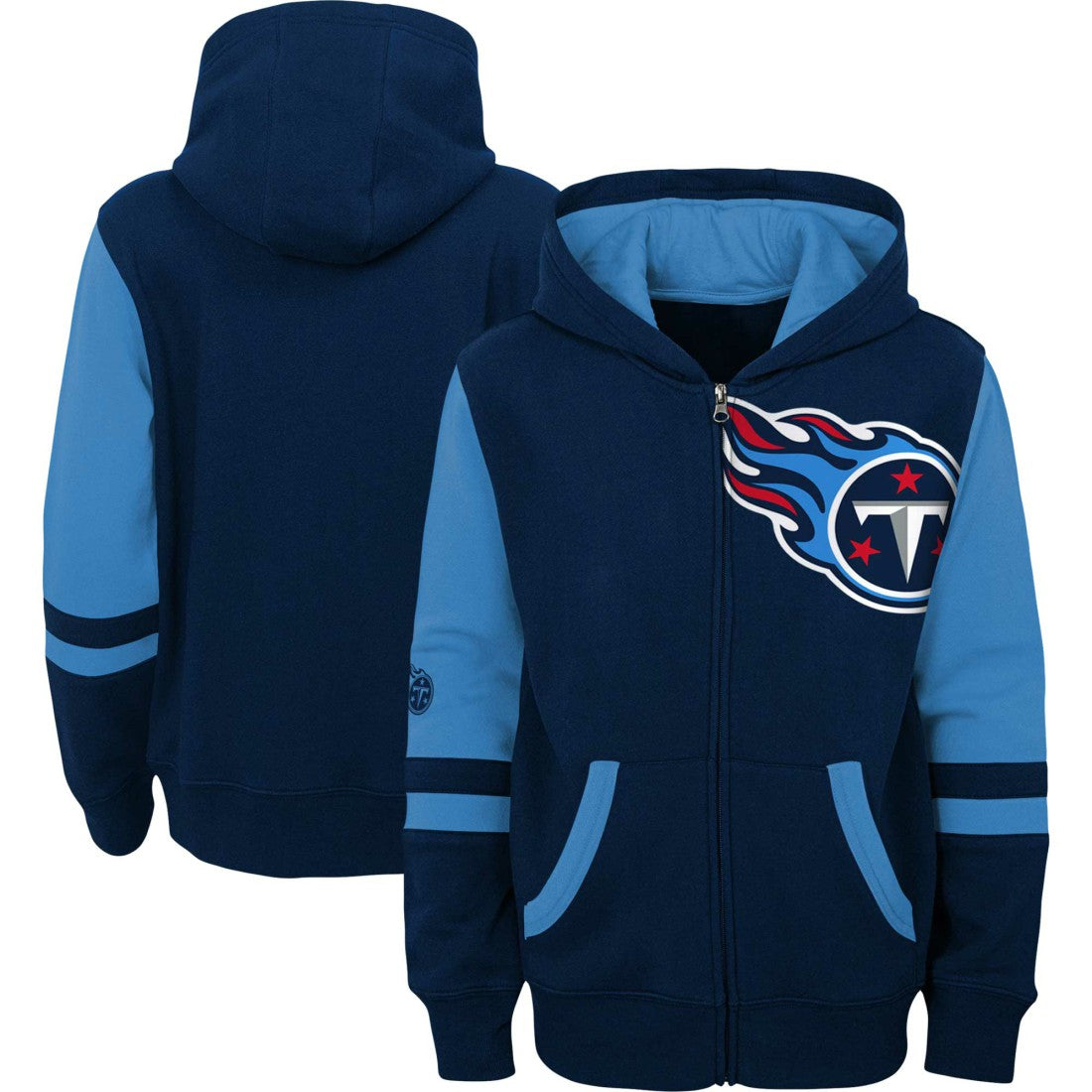Tennessee Titans Youth Colorblock Full-Zip Hoodie - Navy Hoodies