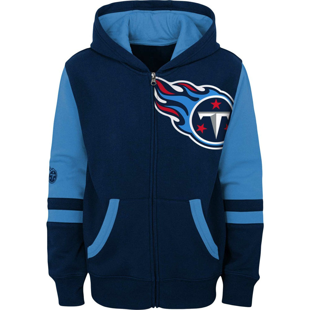 Tennessee Titans Youth Colorblock Full-Zip Hoodie - Navy Hoodies