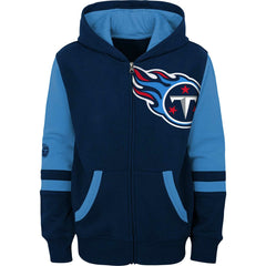 Tennessee Titans Youth Colorblock Full-Zip Hoodie - Navy Hoodies