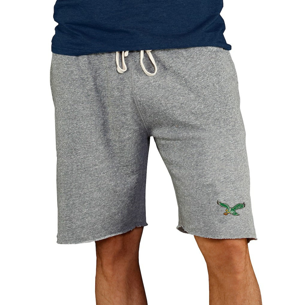 Philadelphia Eagles Concepts Sport Throwback Logo Mainstream Terry Shorts - Gray Shorts