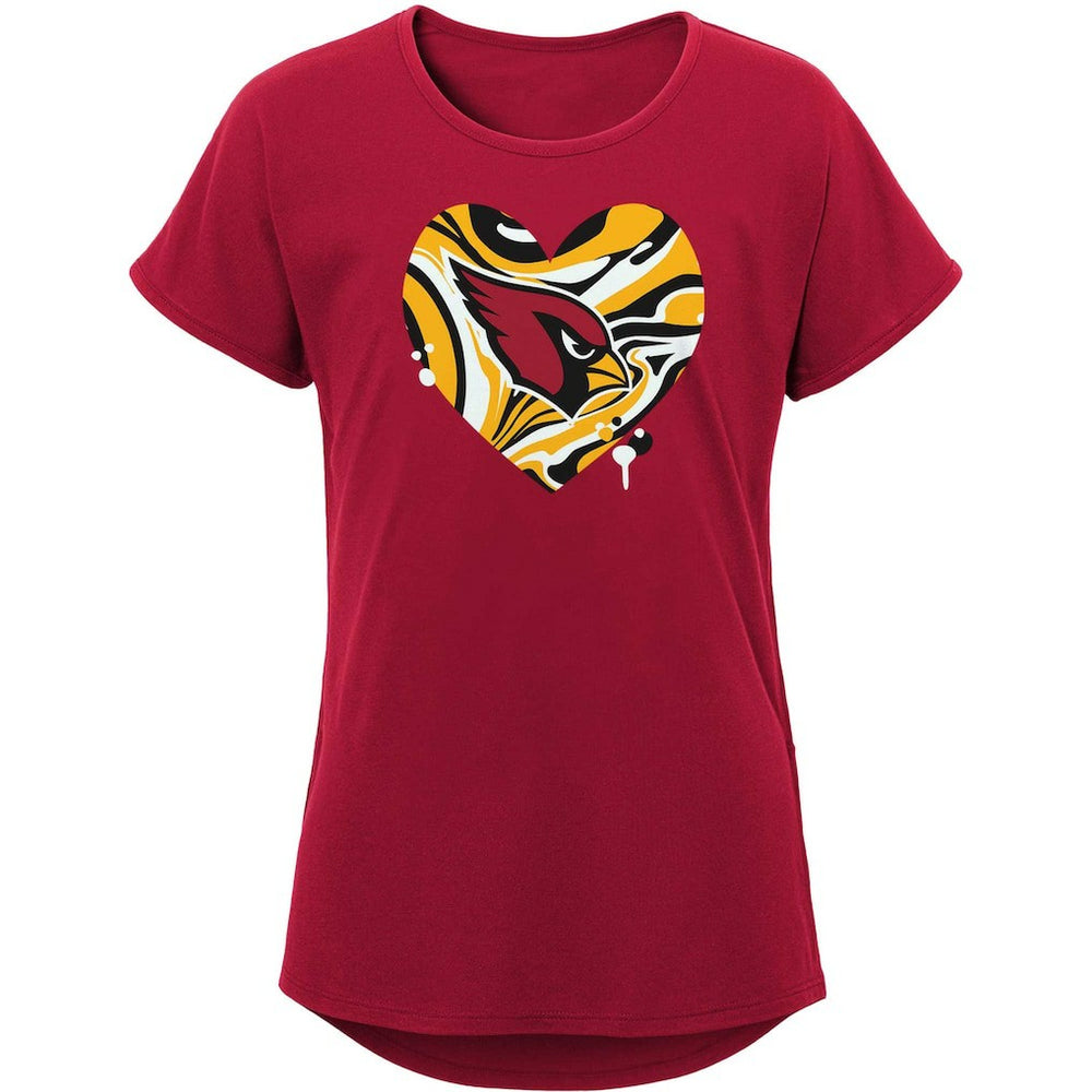 Arizona Cardinals Girls Youth Drip Heart Dolman T-Shirt - Cardinal T-shirts