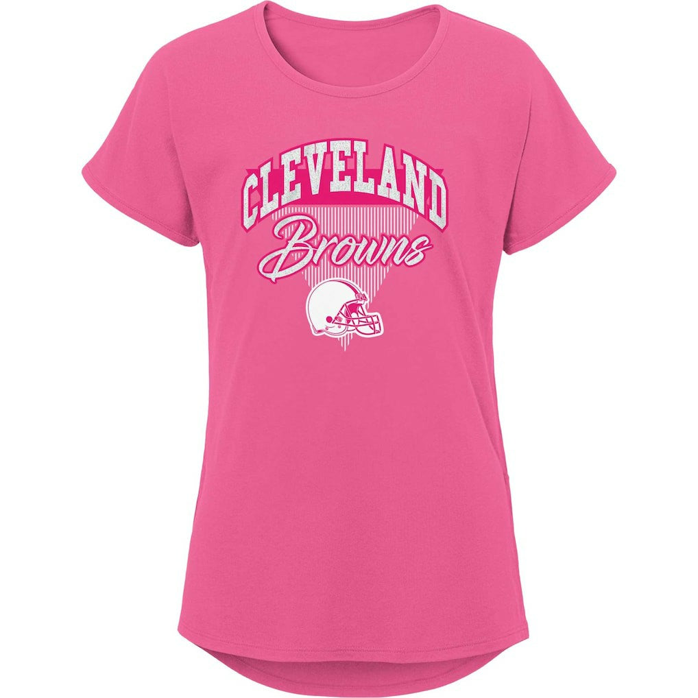 Cleveland Browns Girls Youth Playtime Dolman T-Shirt - Pink T-shirts
