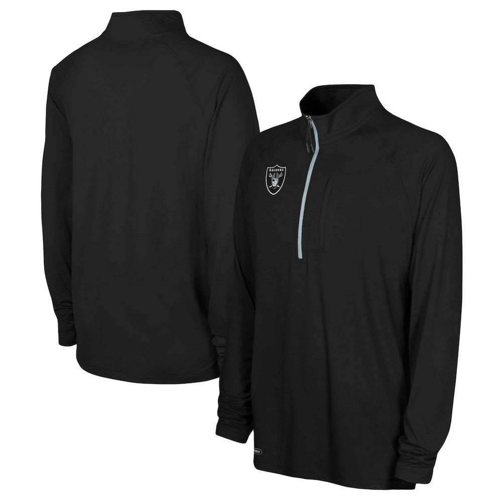 Las Vegas Raiders Combine Authentic Raglan Quarter-Zip Top - Black Tops