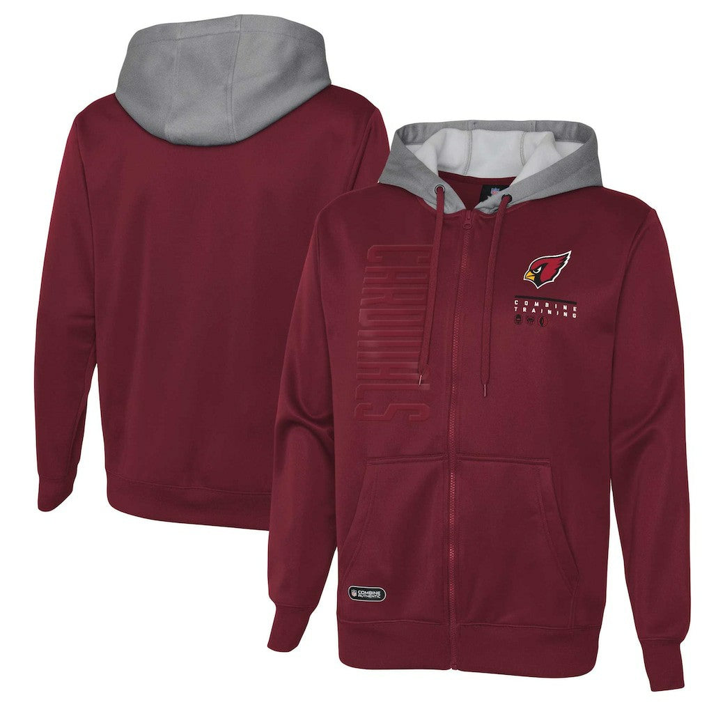 Arizona Cardinals Combine Authentic Field Play Full-Zip Hoodie Sweatshirt - Cardinal Hoodies
