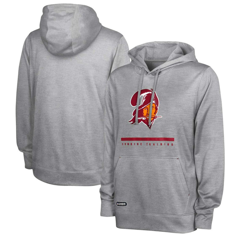 Tampa Bay Buccaneers Grid Drill Streak Fleece Pullover Hoodie - Heather Gray Hoodies