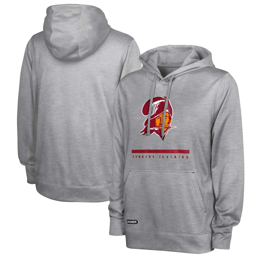 Tampa Bay Buccaneers Grid Drill Streak Fleece Pullover Hoodie - Heather Gray Hoodies