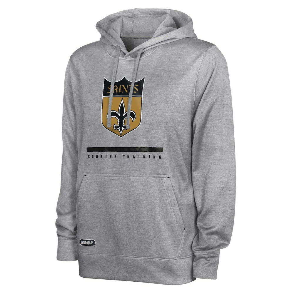 New Orleans Saints Grid Drill Streak Fleece Pullover Hoodie - Heather Gray Hoodies