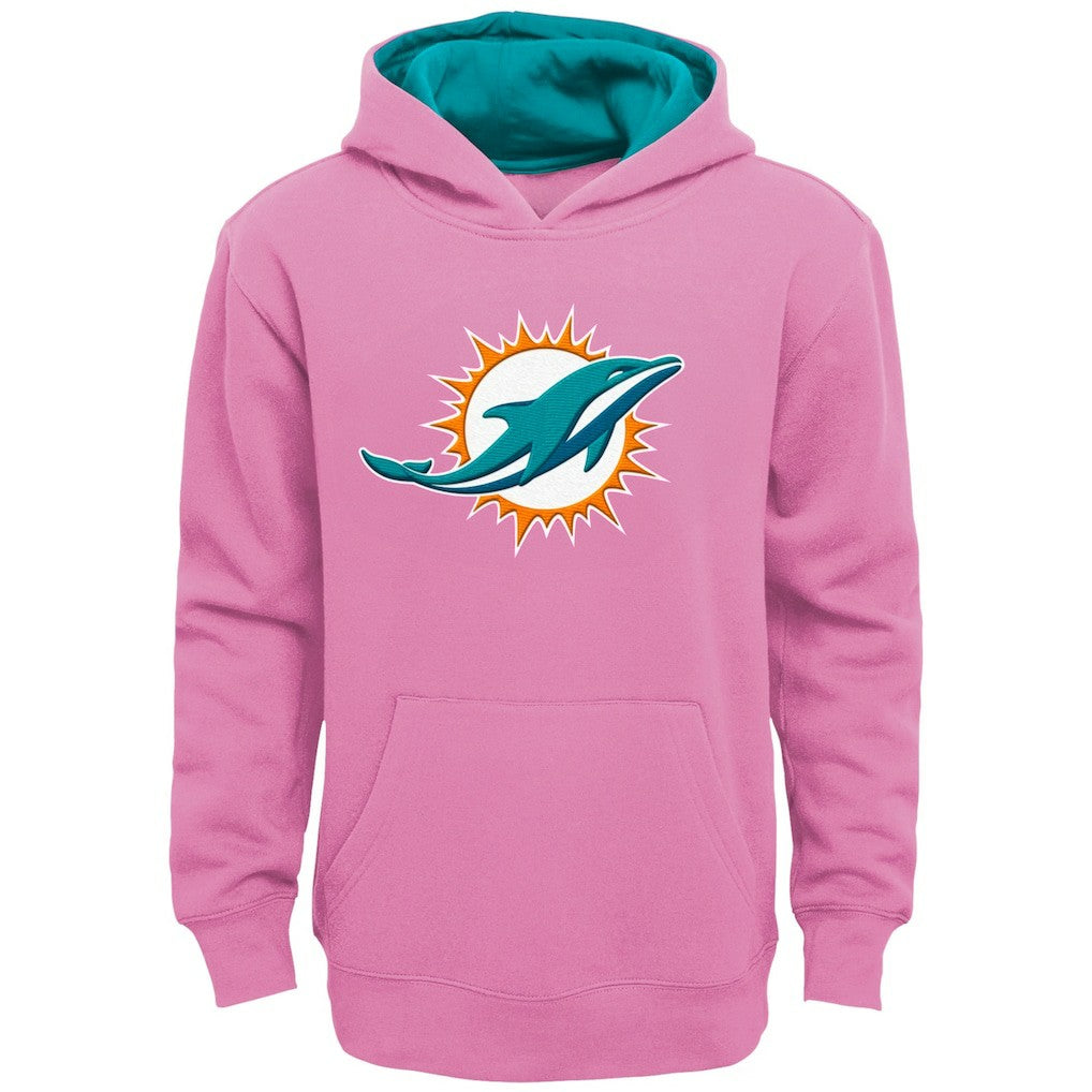 Miami Dolphins Girls Youth Prime Pullover Hoodie - Pink Hoodies