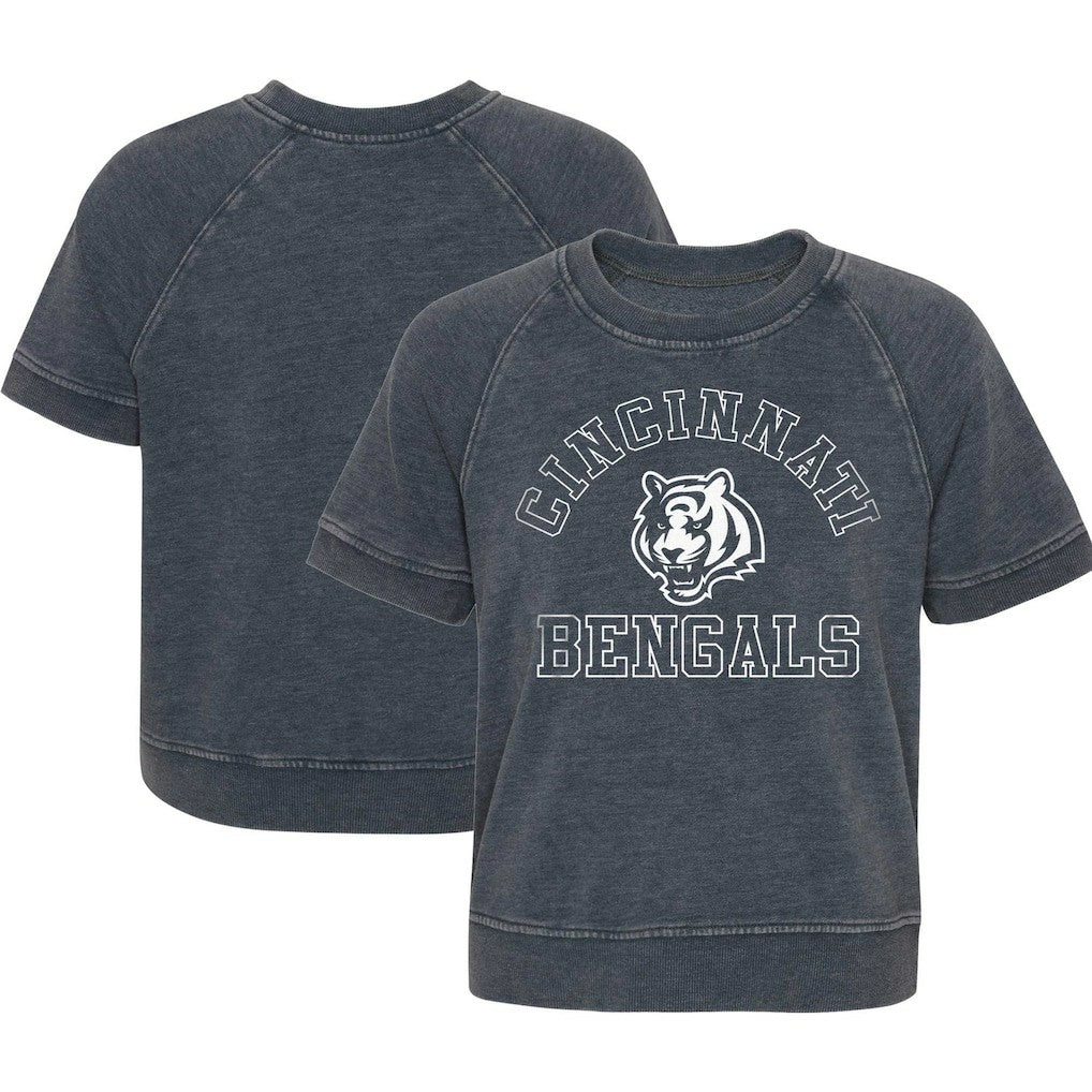 Cincinnati Bengals Girls Juniors Cheer Squad Raglan T-Shirt - Heather Charcoal T-shirts