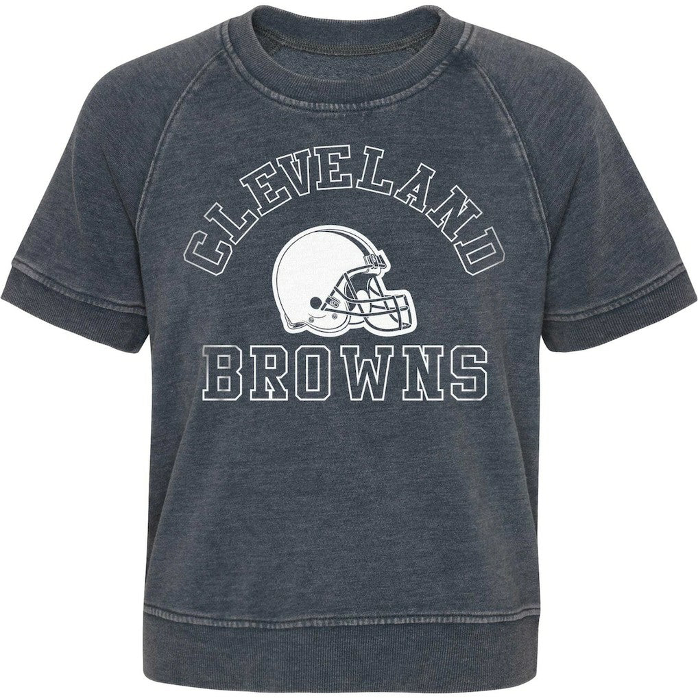 Cleveland Browns Girls Juniors Cheer Squad Raglan T-Shirt - Heather Charcoal T-shirts