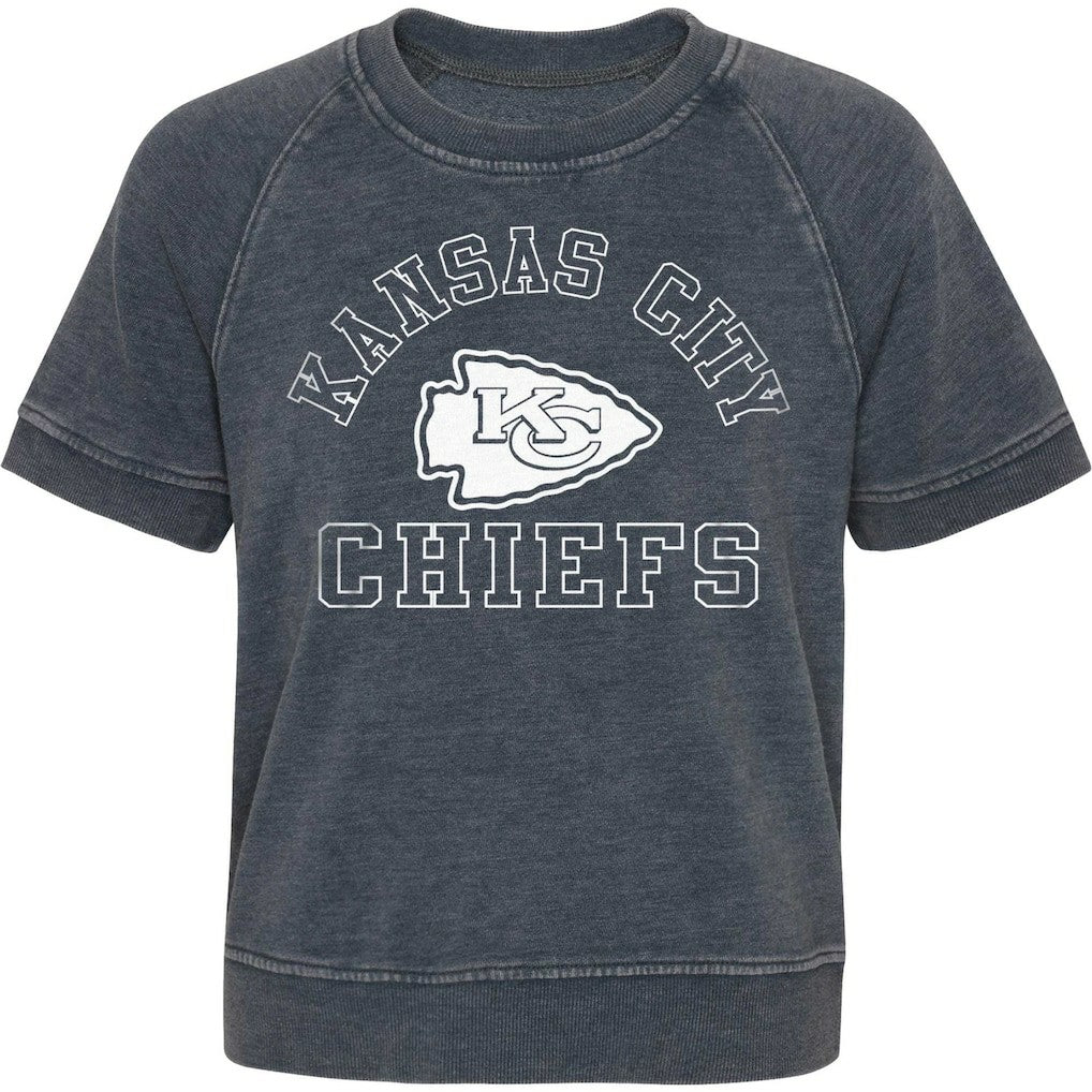 Kansas City Chiefs Girls Juniors Cheer Squad Raglan T-Shirt - Heather Charcoal T-shirts