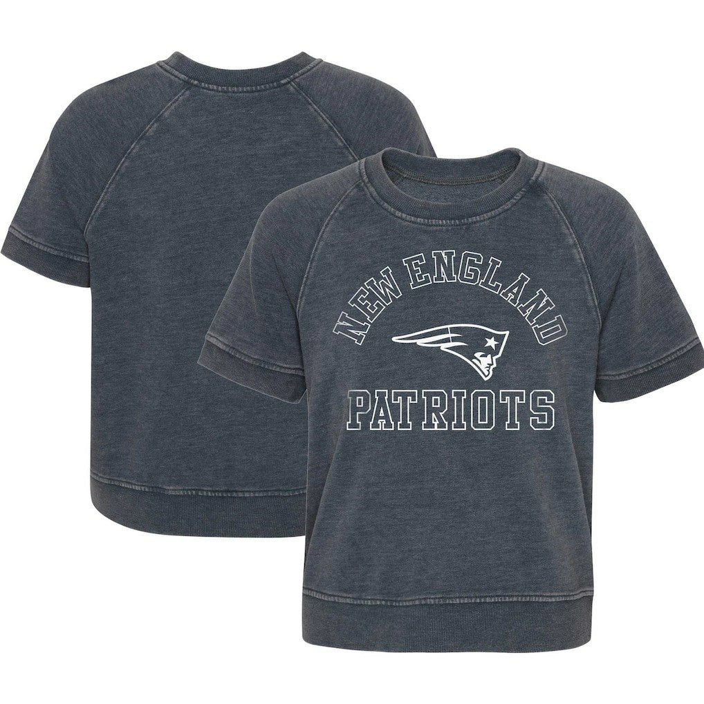 New England Patriots Girls Juniors Cheer Squad Raglan T-Shirt - Heather Charcoal T-shirts