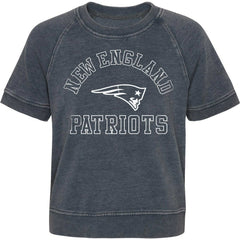 New England Patriots Girls Juniors Cheer Squad Raglan T-Shirt - Heather Charcoal T-shirts