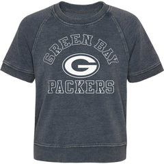 Green Bay Packers Girls Juniors Cheer Squad Raglan T-Shirt - Heather Charcoal T-shirts