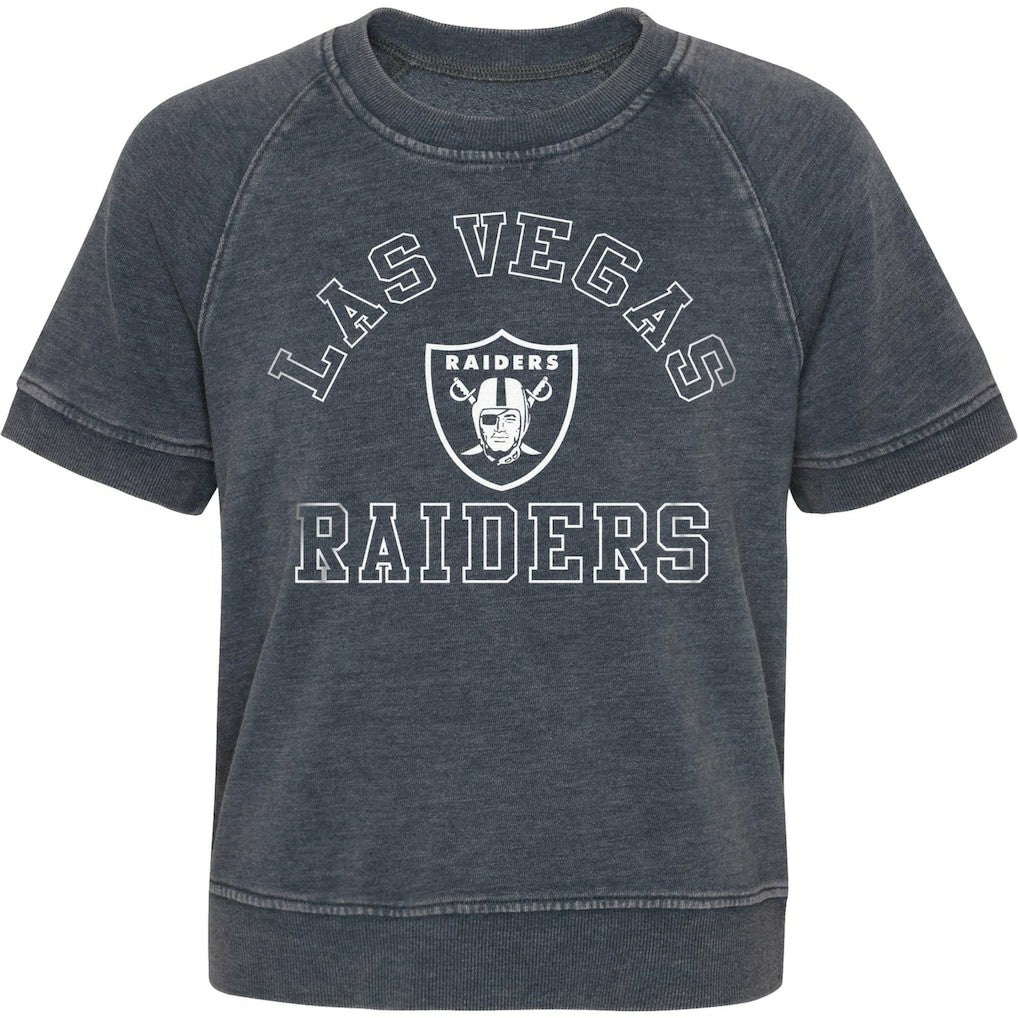Las Vegas Raiders Girls Juniors Cheer Squad Raglan T-Shirt - Heather Charcoal T-shirts
