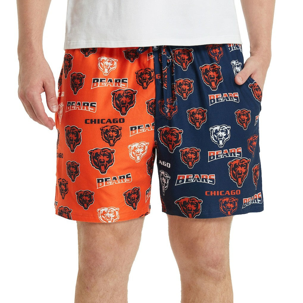 Chicago Bears Concepts Sport Breakthrough AOP Knit Split Shorts - Navy/Orange Shorts
