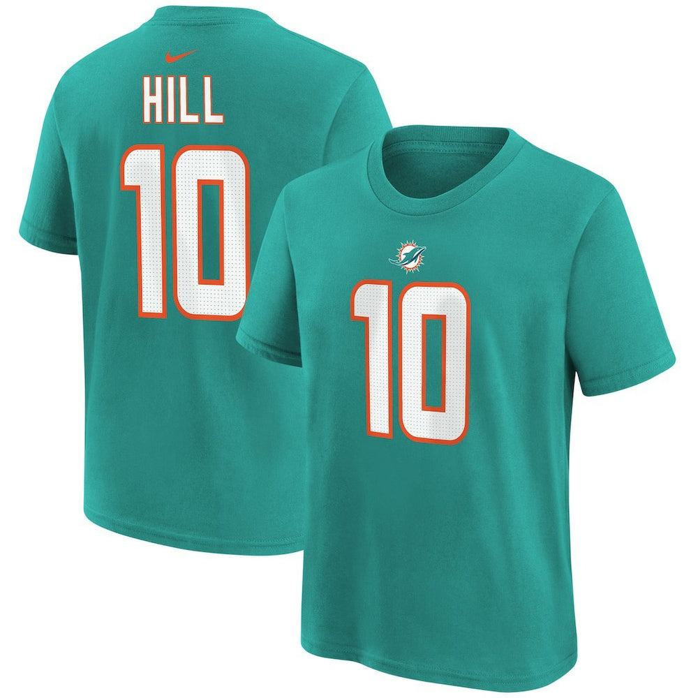 Tyreek Hill Miami Dolphins Youth Player Name & Number T-Shirt - Aqua T-shirts