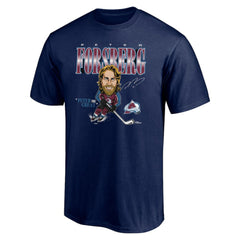 Peter Forsberg Colorado Avalanche Player Caricature T-Shirt - Navy | US 5192692