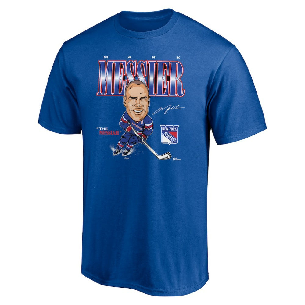 Mark Messier New York Rangers Player Caricature T-Shirt - Blue | US 5192696