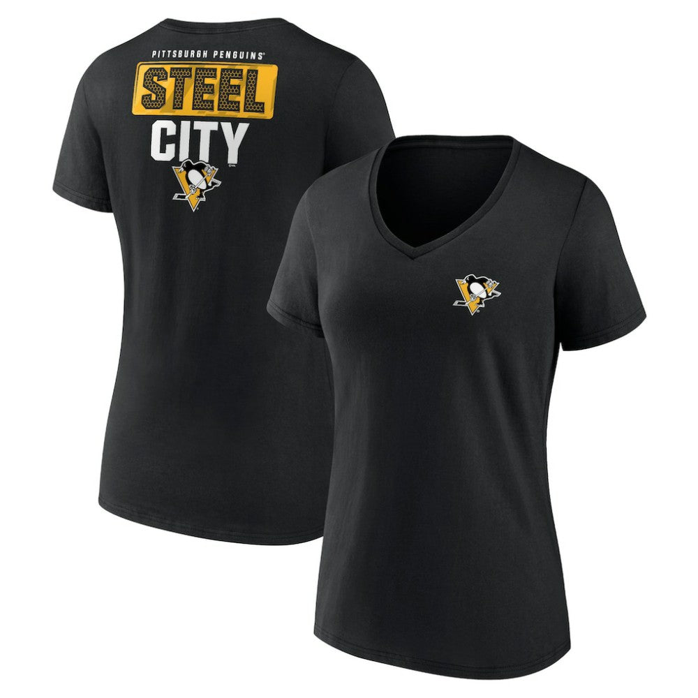 Pittsburgh Penguins Women's Territorial V-Neck T-Shirt - Black | US 5194612