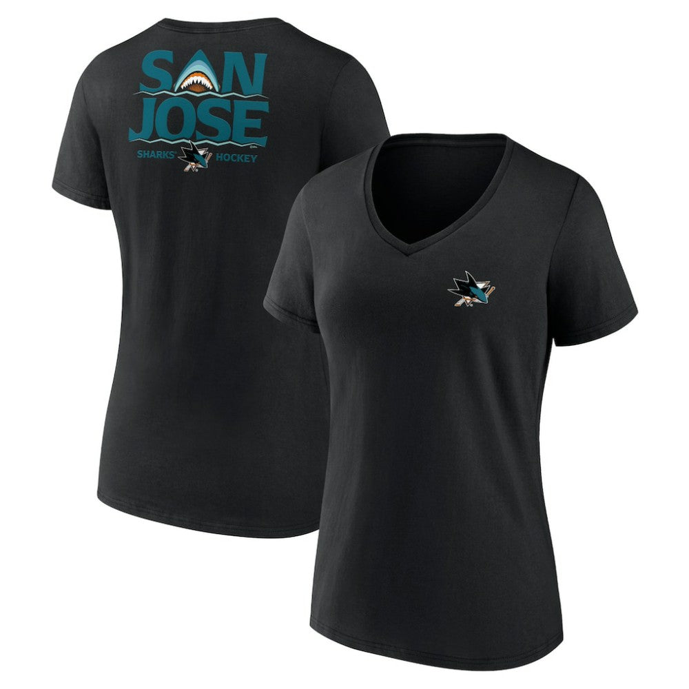 San Jose Sharks Women's Territorial V-Neck T-Shirt - Black | US 5194613
