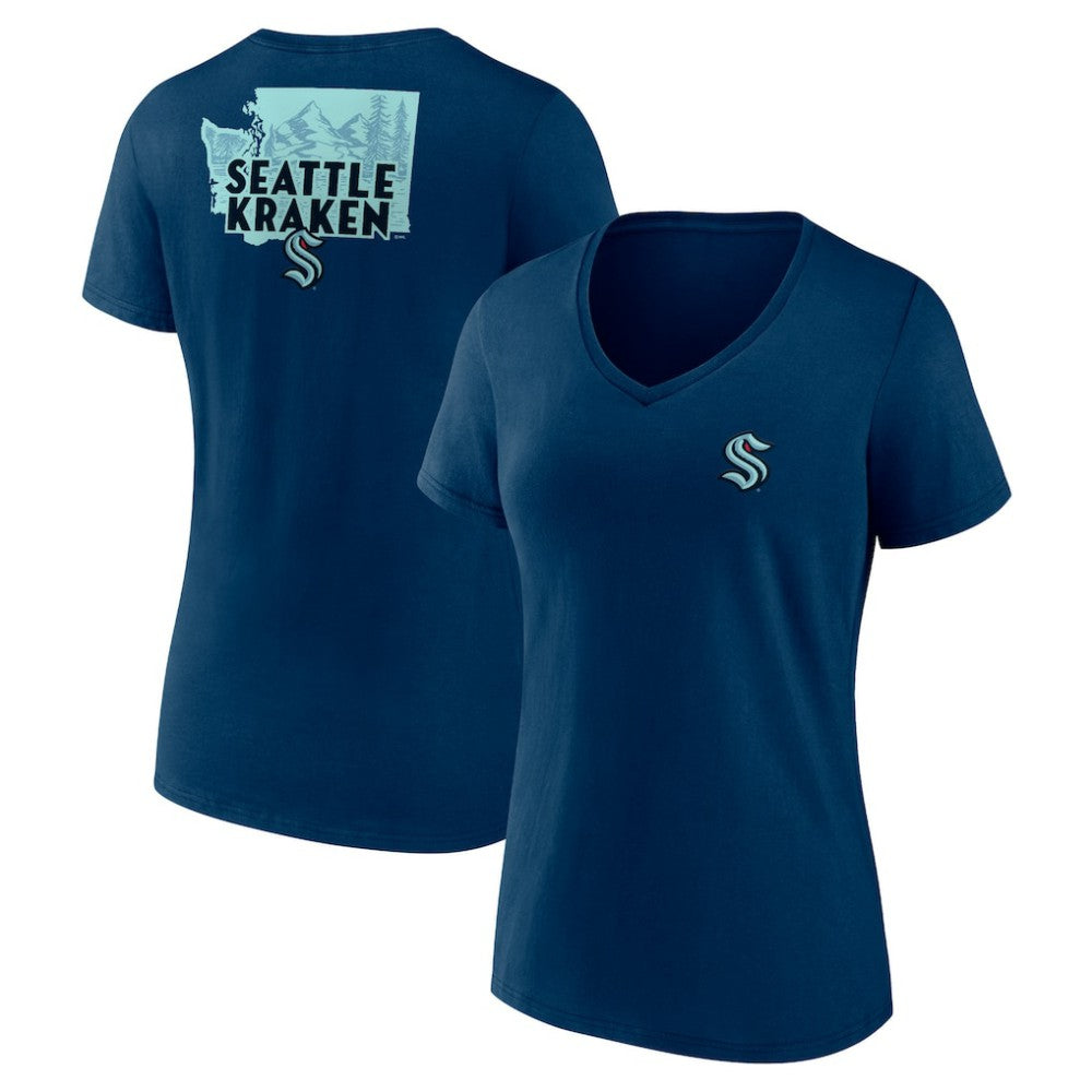 Seattle Kraken Women's Territorial V-Neck T-Shirt - Deep Sea Blue | US 5194614