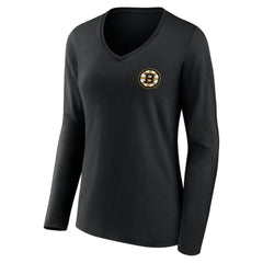 Boston Bruins Women's Territorial Long Sleeve V-Neck T-Shirt - Black | US 5194639