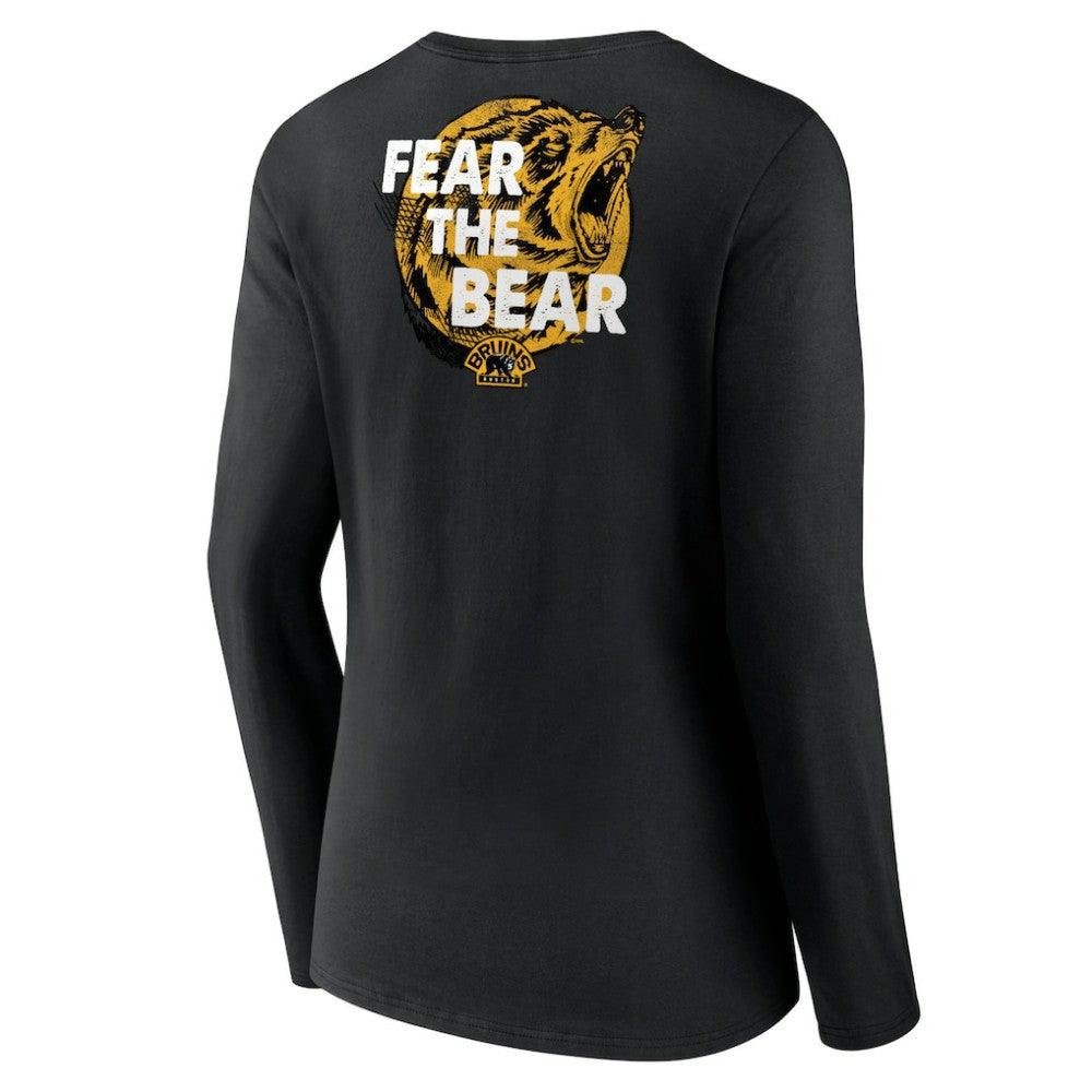 Boston Bruins Women's Territorial Long Sleeve V-Neck T-Shirt - Black | US 5194639