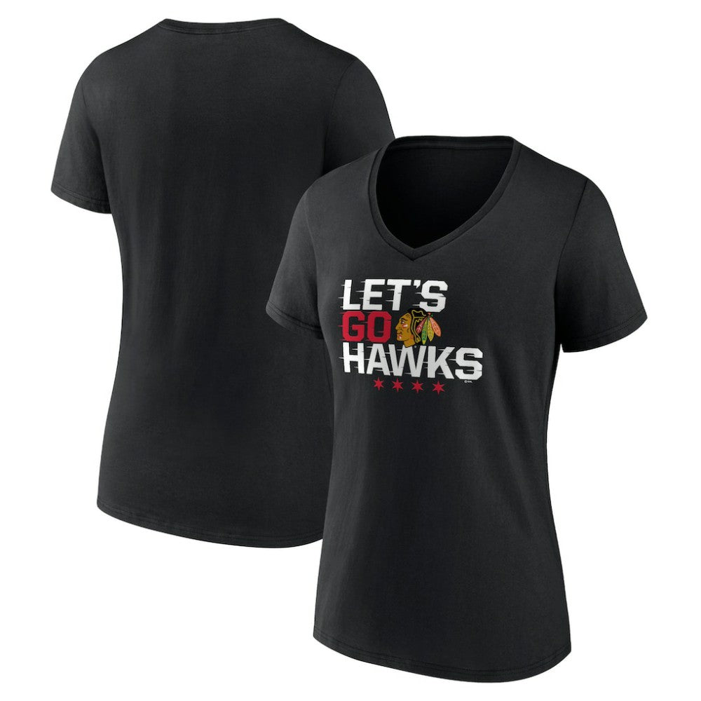 Chicago Blackhawks Women's Shout Out V-Neck T-Shirt - Black | US 5194658