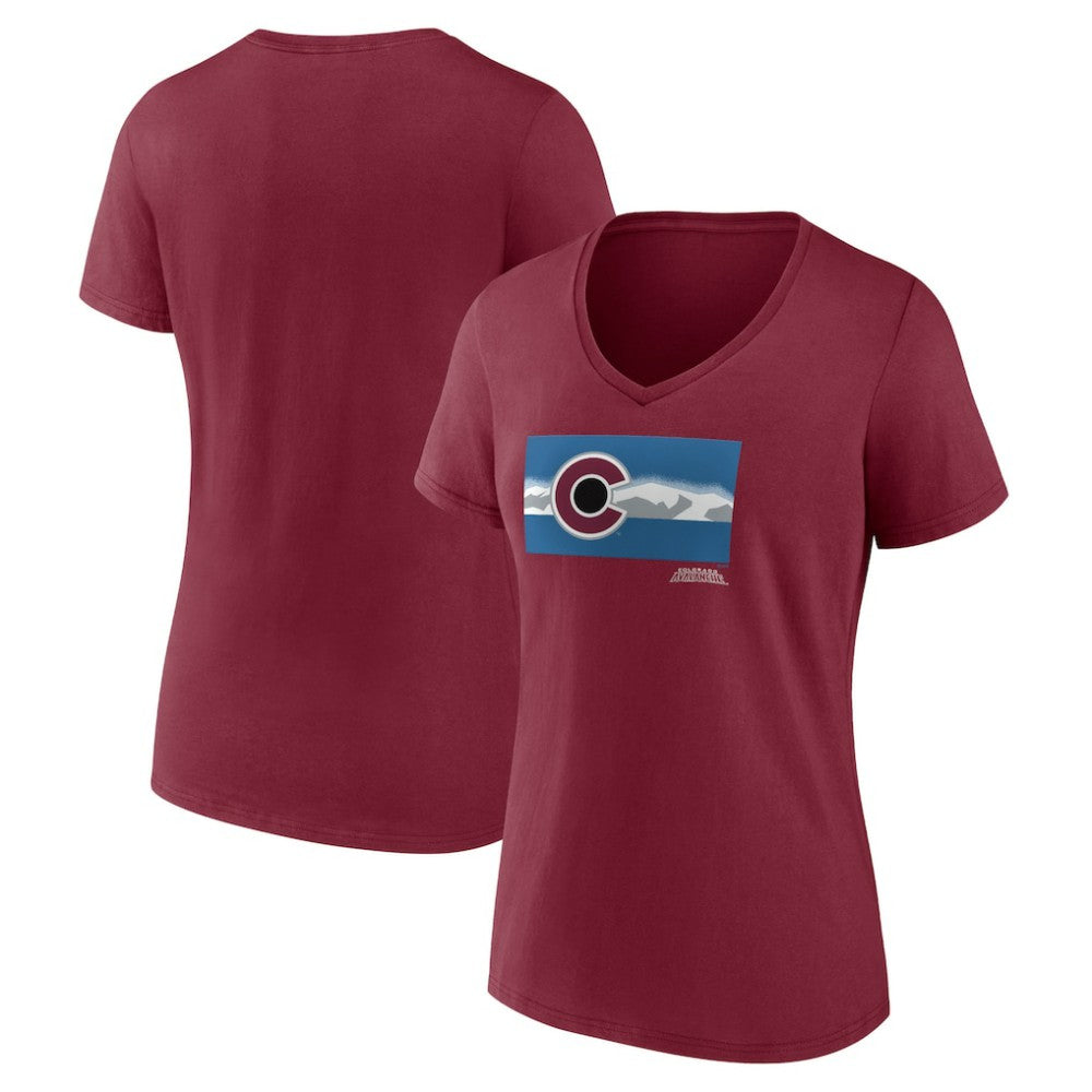 Colorado Avalanche Women's Shout Out V-Neck T-Shirt - Burgundy | US 5194659