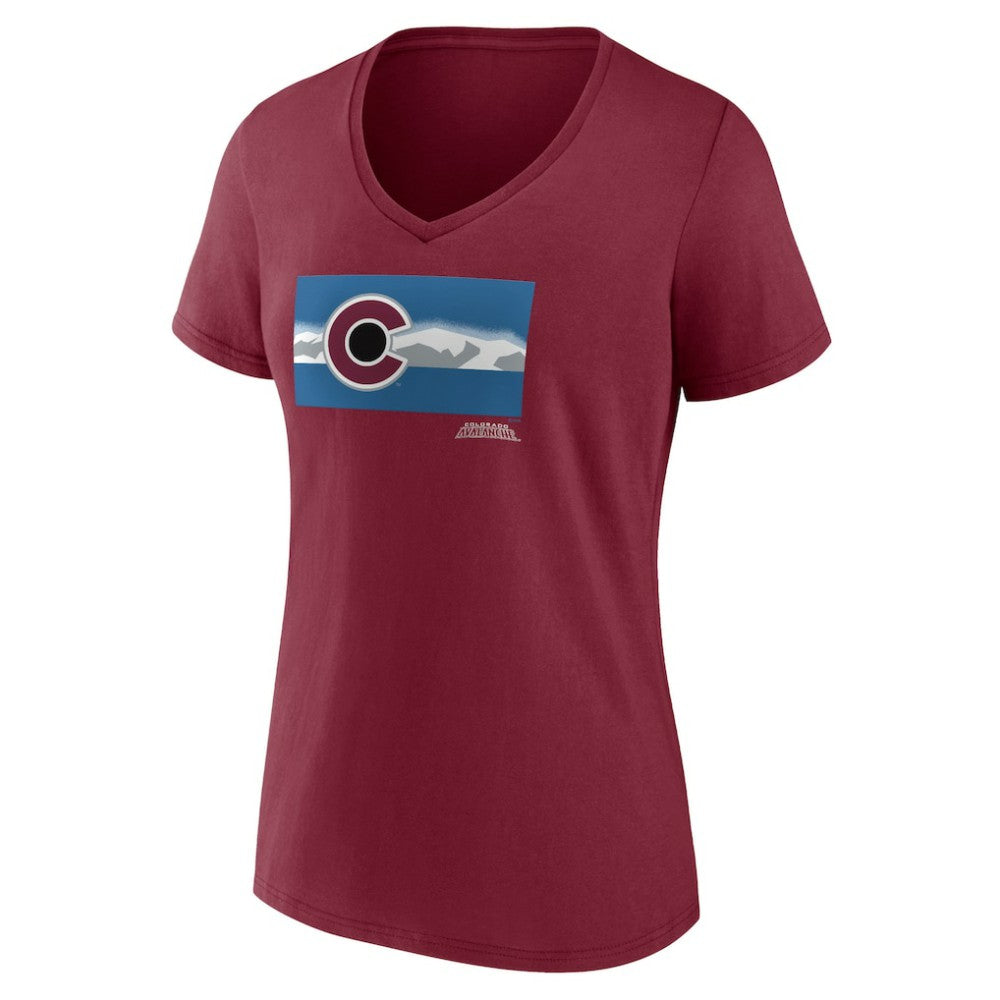 Colorado Avalanche Women's Shout Out V-Neck T-Shirt - Burgundy | US 5194659