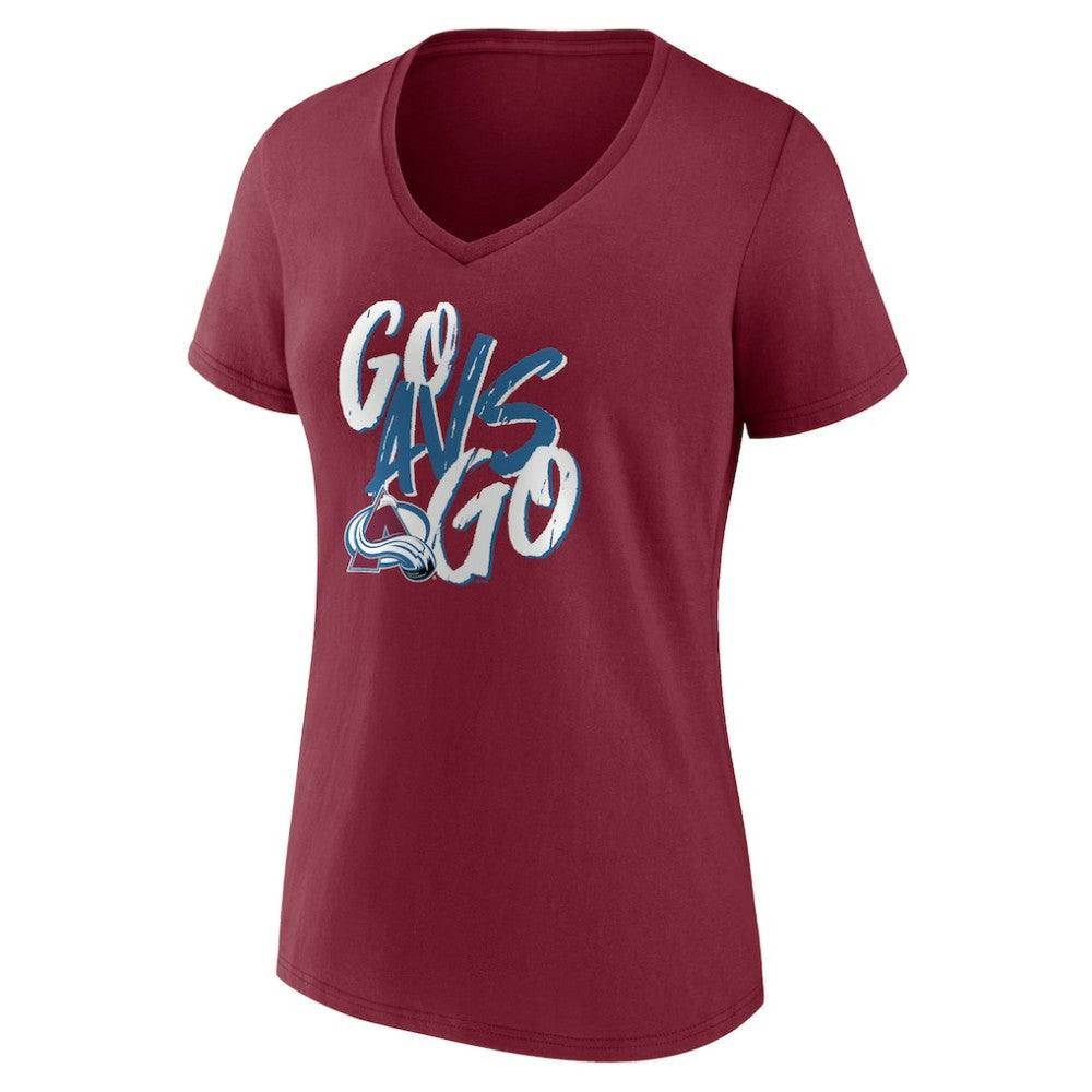 Colorado Avalanche Women's Proclamation V-Neck T-Shirt - Burgundy | US 5195065