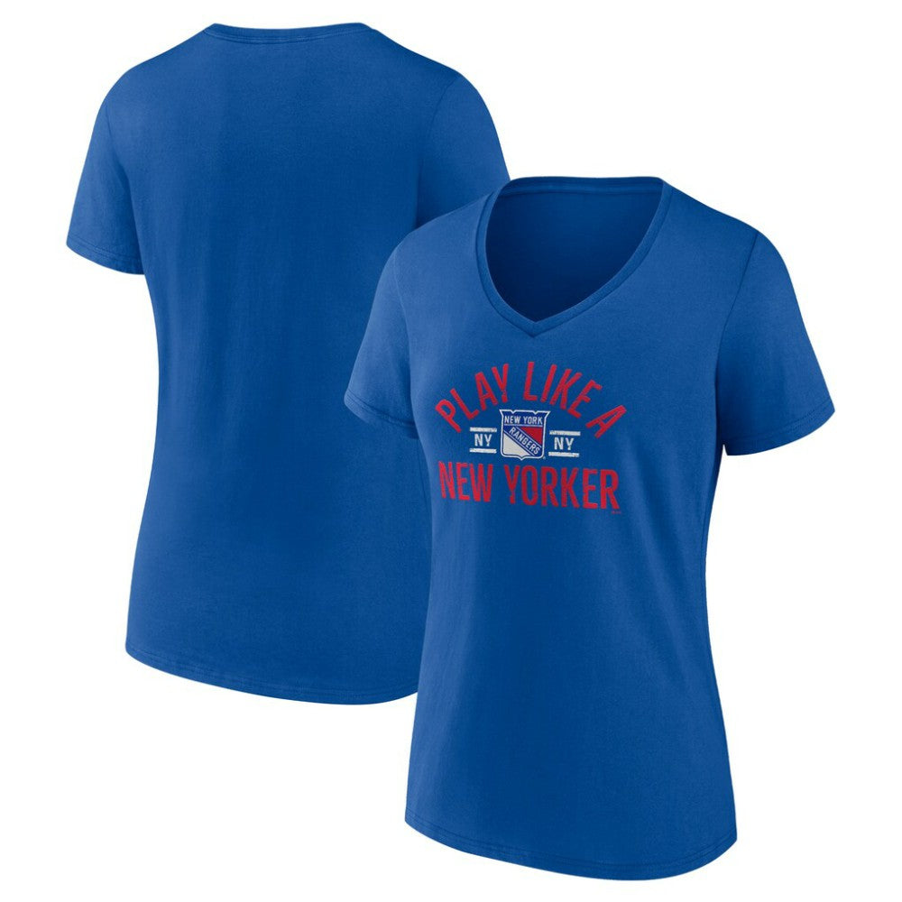 New York Rangers Women's Proclamation V-Neck T-Shirt - Blue | US 5195069