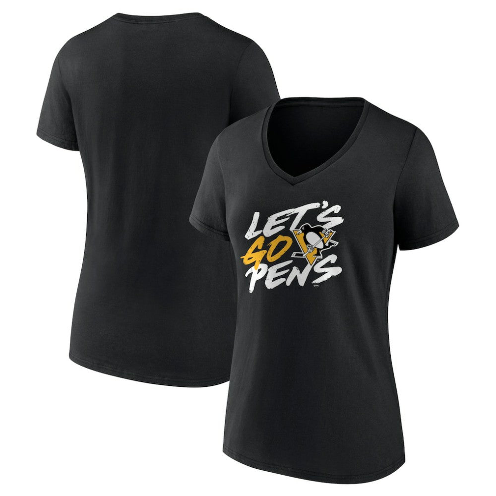 Pittsburgh Penguins Women's Proclamation V-Neck T-Shirt - Black | US 5195071